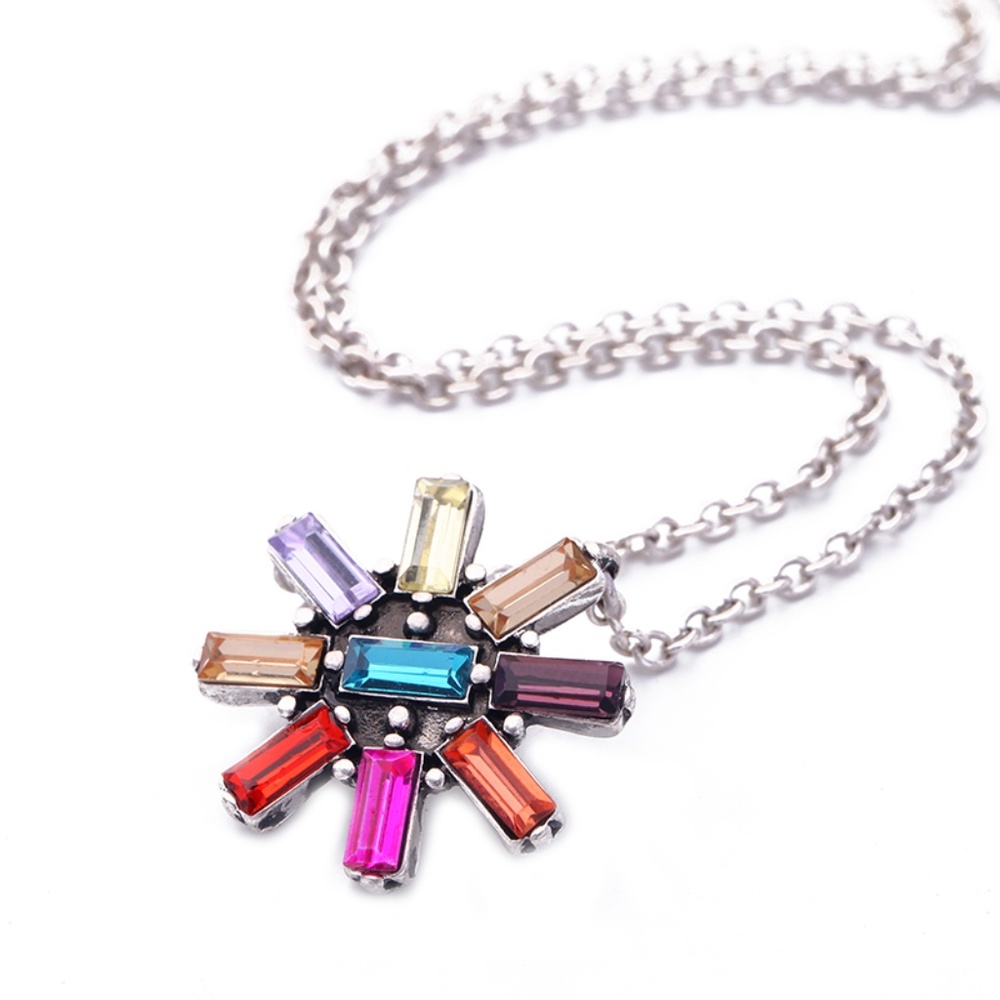 Bejeweled silver necklace